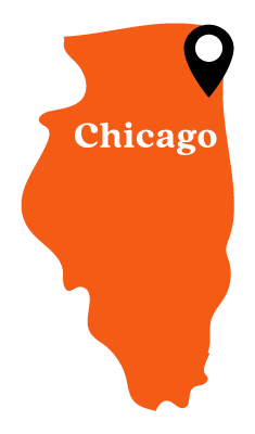 Illinois state shape with Chicago map point