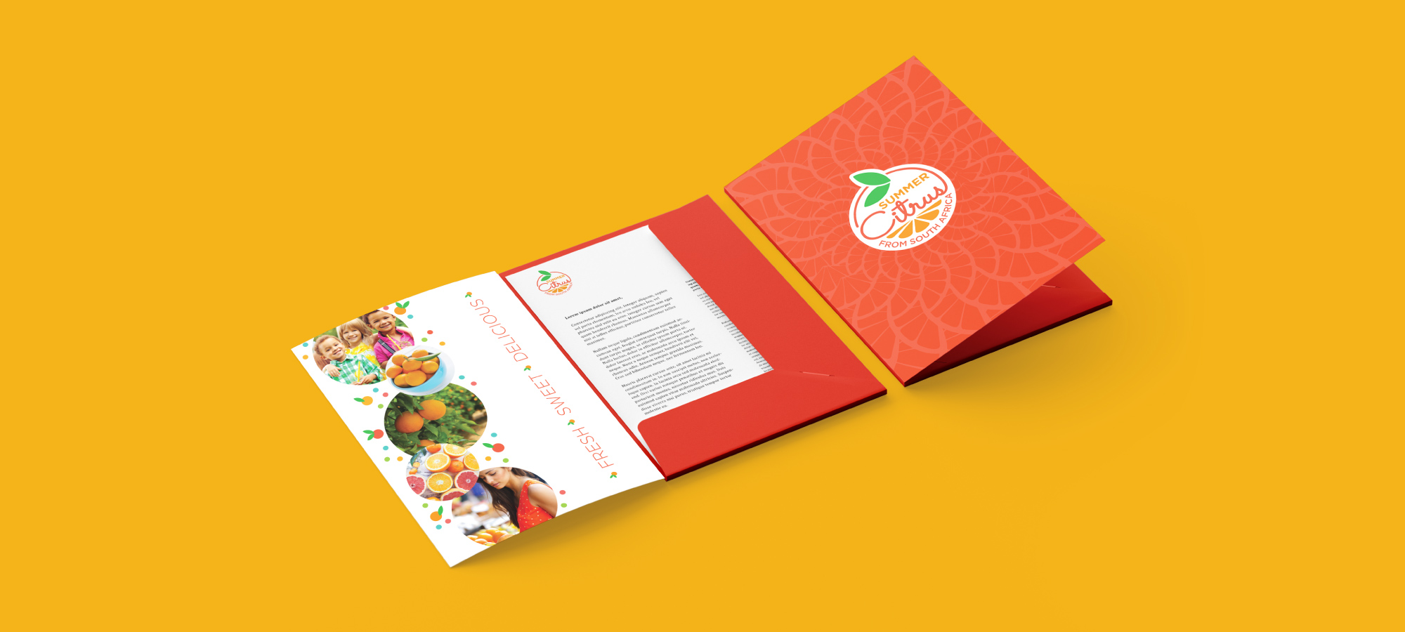 A mock-up of the Sumer Citrus from South Africa design folder and onesheet