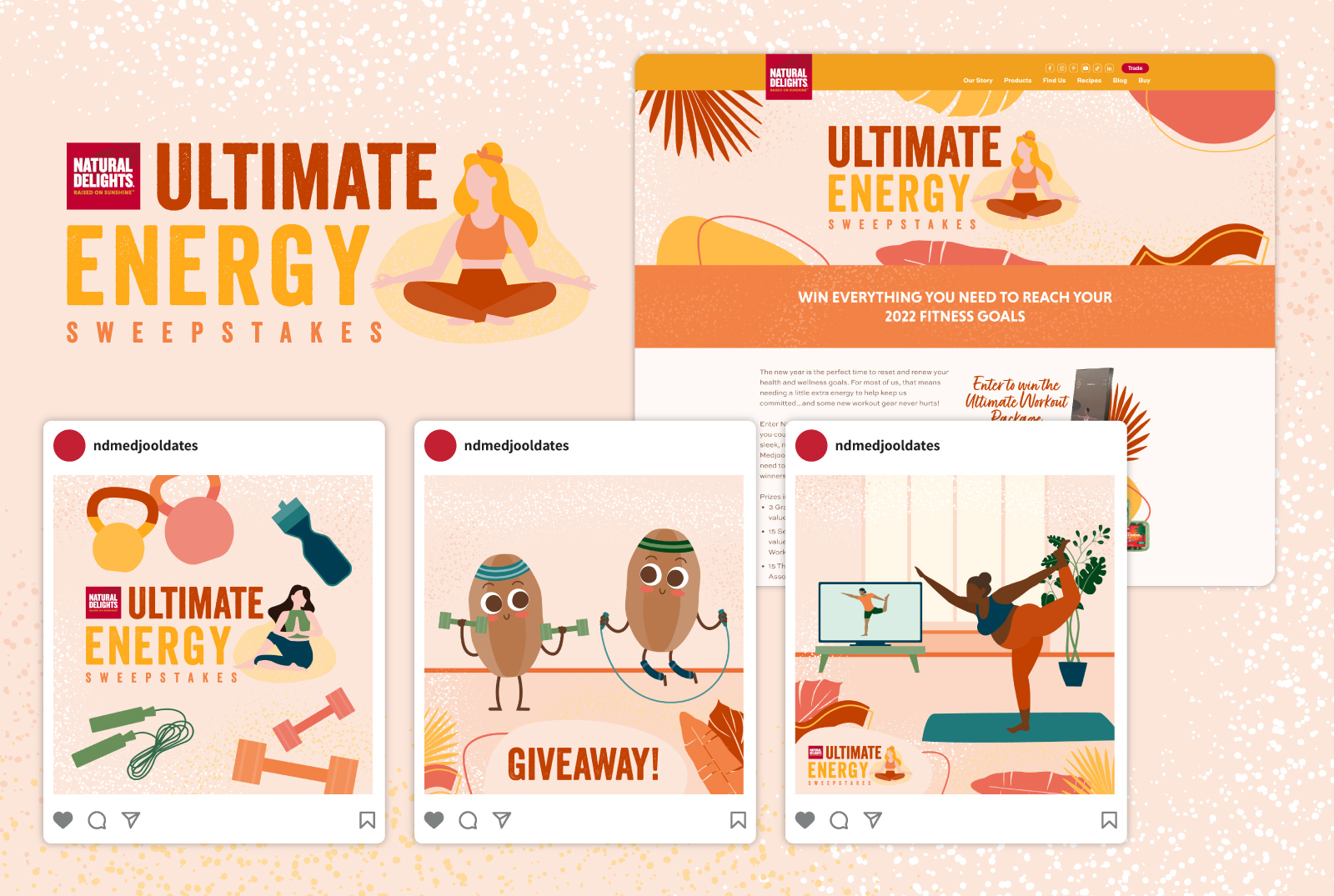Collage of design examples from the promotion Ultimate Energy Sweepstakes