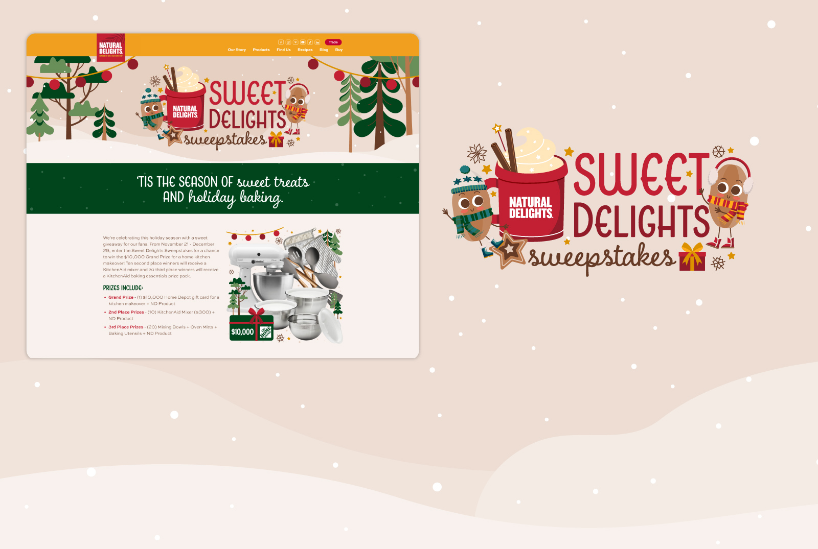 Collage of design examples from the promotion Sweet Delights Sweepstakes