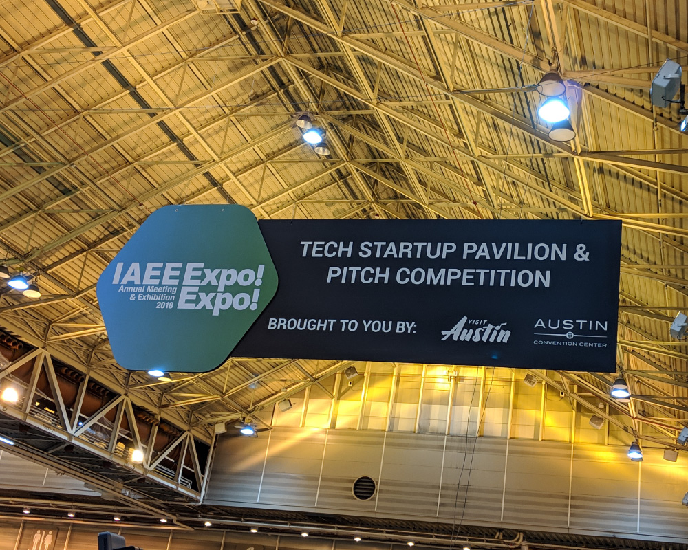 Photo of an IAEE Expo! Expo! hanging pavilion