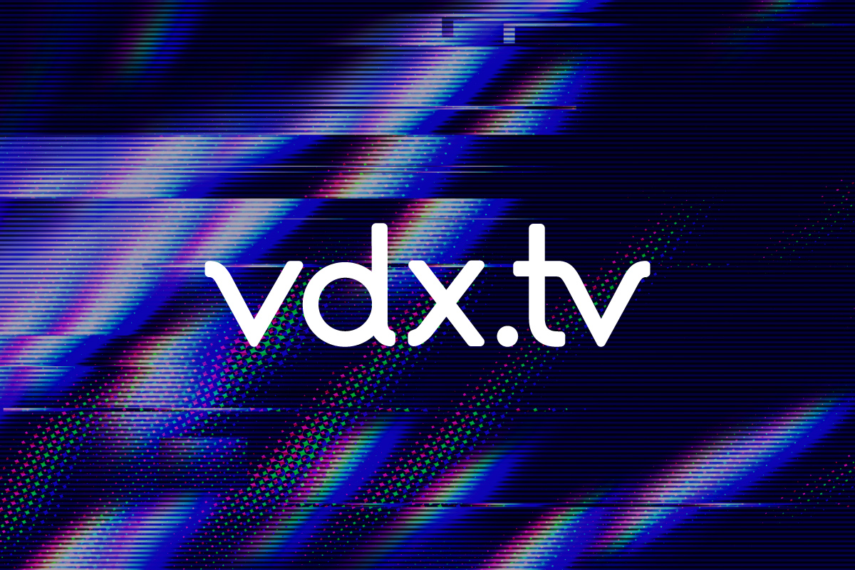 VDX.tv logo on abstract static background