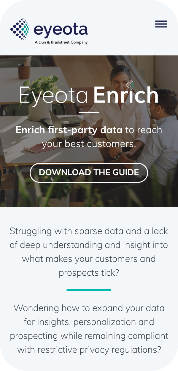 Eyeota enrich page at mobile size