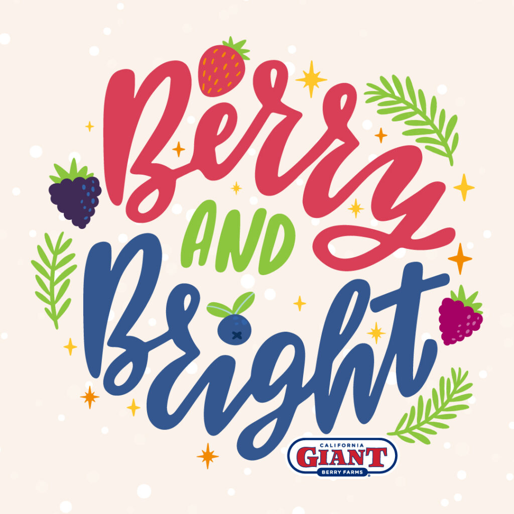 A social example for California Giant that says "Berry and Bright"