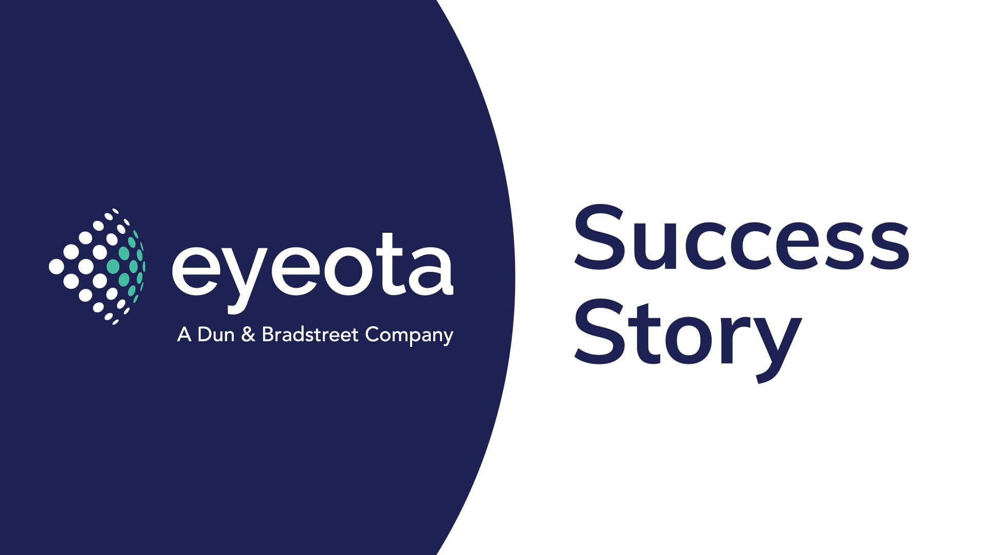 an illustrated image featuring a large blue circle with the Eyeota logo and text that says "Success Story"