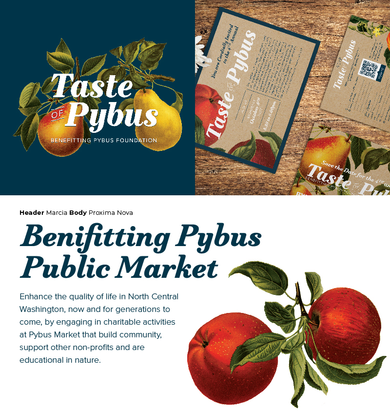 a selection of branding examples for Taste of Pybus