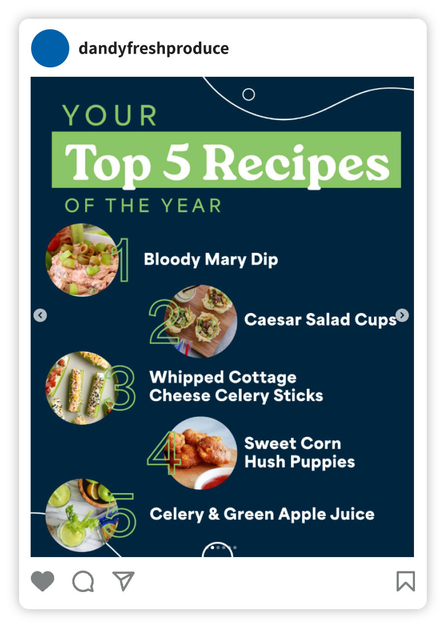 Instagram post example featuring the Top 5 Recipes of the Year